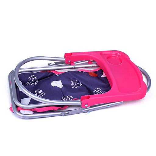 Кукольный набор (коляска, манеж, сумка, стульчик), цвет сердце на черном