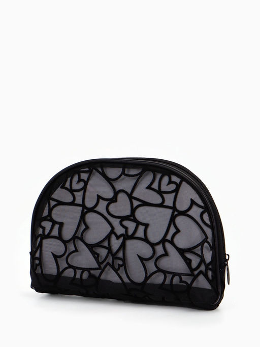 Косметичка полукруглая Black beauty, на молнии, чёрная