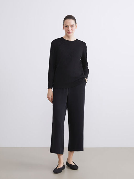 Bisiklet Yaka Ta?l? Kad?n Triko Kazak