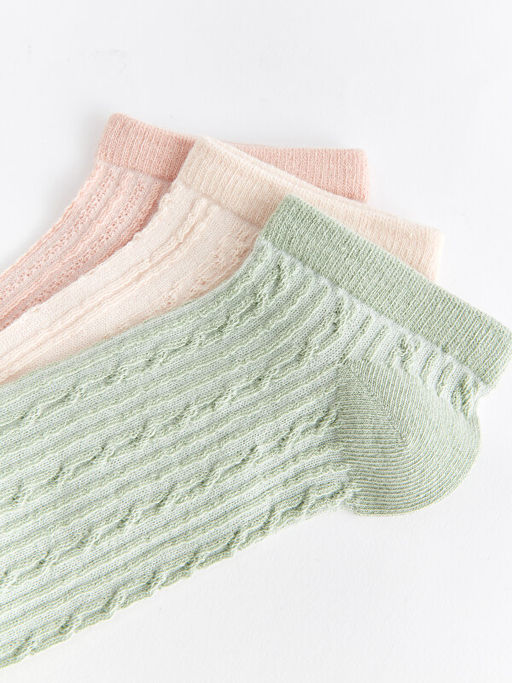 Kendinden Desenli Kad?n Patik ?orap 3l?