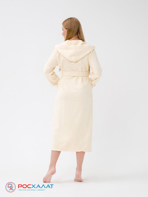 Женский халат с капюшоном кремовый МЗ-06 (131)