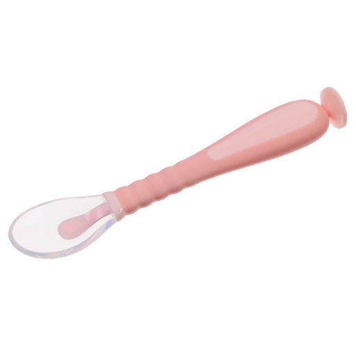 Ложка силиконовая детская на присоске, в контейнере, цвет розовый - Крошка я фото 3