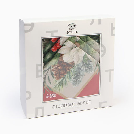 Набор Этель Рождественский венок:скатерть 150х180 см, с ВГМО, салф. 40х40 см - 8 шт  фото 7