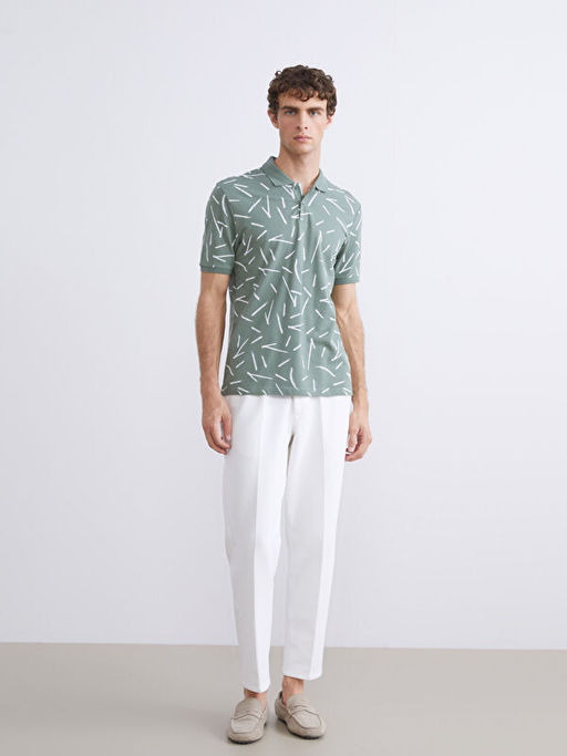 Polo Yaka Desenli Pike Erkek Ti??rt