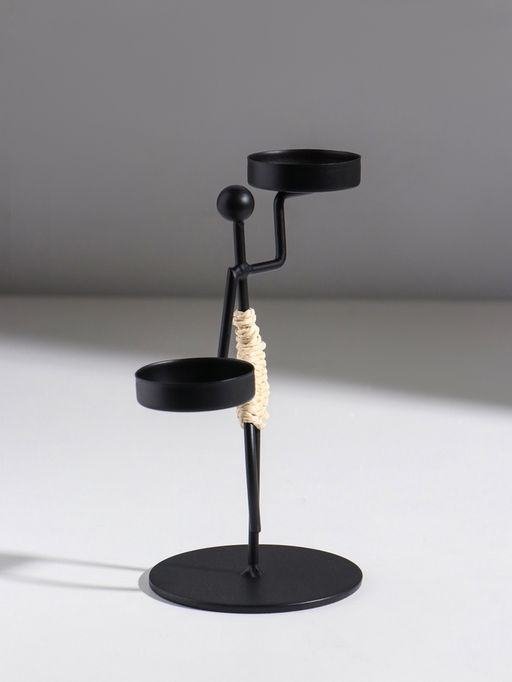 Подсвечник на 2 свечи «Аборигенка танцующая», металл, d=4 см, 10.5×8×16 см