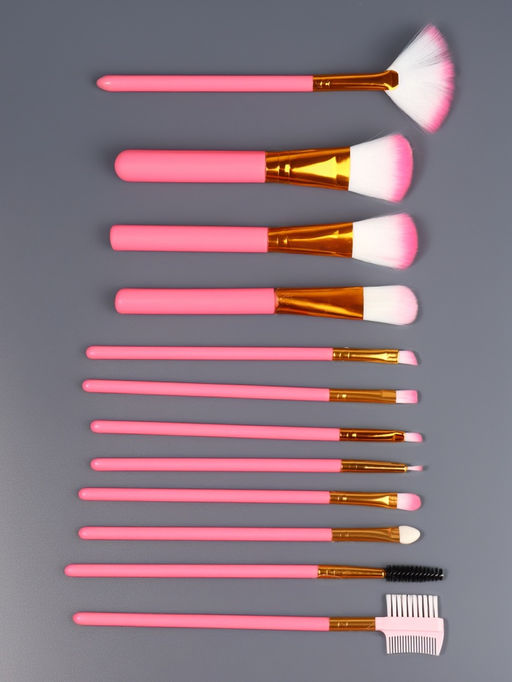 Набор кистей для макияжа COLOR POWER pink, 12 шт., футляр, розовый