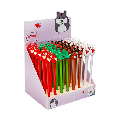 Цена за 48 шт. Ручка-прикол Calligrata Новый год, чёрные чернила, гелевая, подарочная, МИКС