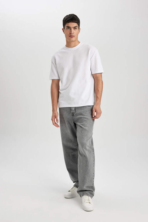 Джинсовые брюки Baggy Fit с широким узором и нормальной талией, широкие брюки - Defacto фото 4