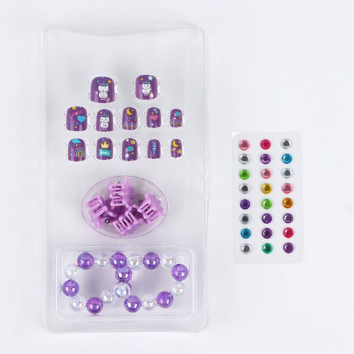 Детские накладные ногти «Радужный Единорожка», 12 шт., набор с браслетом и заколками