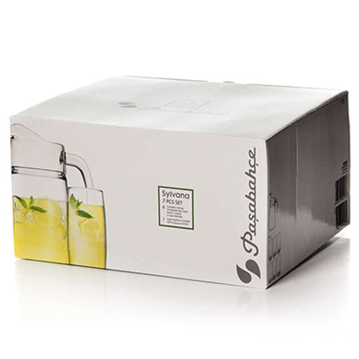 "Сильвана (Dance)" Набор для воды стеклянный 7 предметов: кувшин 1,35л, д9см, h24см, стаканов 387мл, д6см, h14см - 6шт, цветная коробка, Pasabahce (Россия)