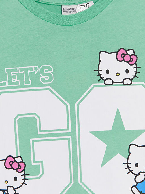 Bisiklet Yaka Hello Kitty Bask?l? K?z ?ocuk Ti??rt