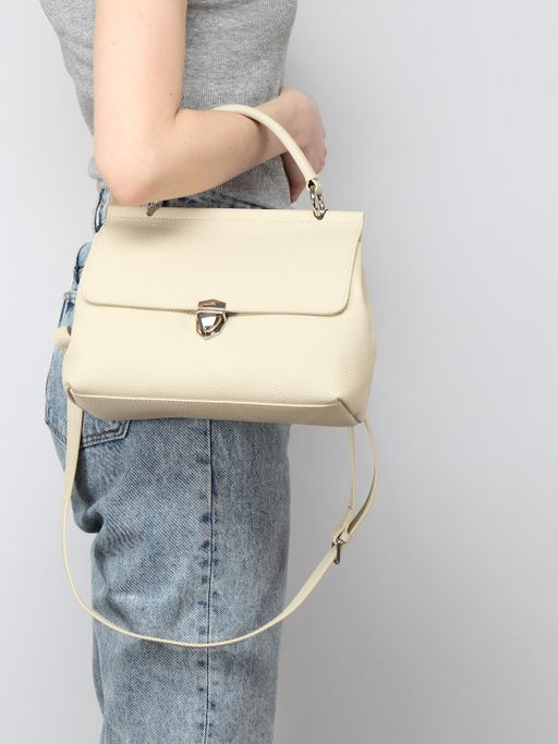 Сумка женская натуральная кожа GU 2066-6750, 1отд+карм/перег, плечевой ремень, молочный SALE 259964 - Adelia фото 5