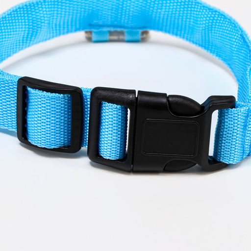 Ошейник с подсветкой, зарядка от USB, размер XL, ОШ 42-56 см, 3 режима, голубой - Пижон фото 3