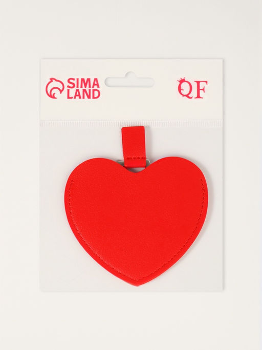 Зеркало карманное «Сердце», 8.4×9.5 см, в чехле из искусственной кожи, красное