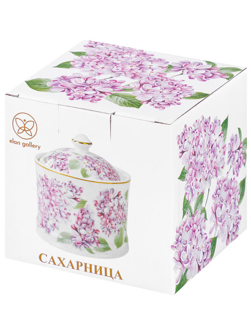 Сахарница 250 мл 9*9*10 см "Сирень" фарфор NEW BONE CHINA