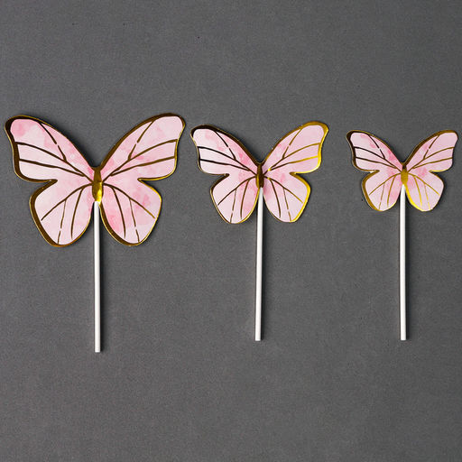 Набор для украшения Девушка с бабочками, набор 7 шт., цвет розовый - Страна карнавалия фото 3