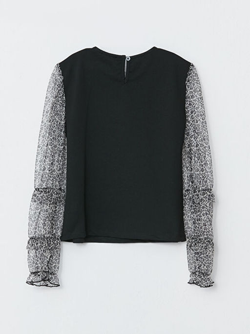 Bisiklet Yaka Bask?l? Uzun Kollu K?z ?ocuk Sweatshirt - Waikiki фото 2