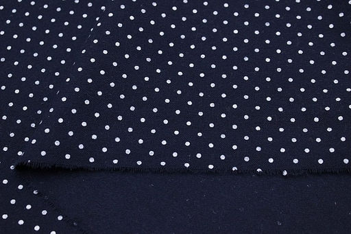 Теплый хлопок Белый горох (2мм) на чернильном-2, ш.1.5м, хлопок-100%, 160гр/м.кв - Купава фото 4
