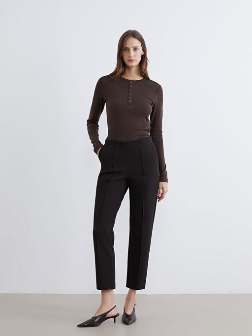 Bisiklet Yaka Fitilli Kad?n Ti??rt