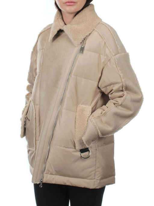 902 BEIGE Куртка зимняя облегченная женская (холлоффайбер 150 гр., искусственная дубленка) - Fashion фото 7