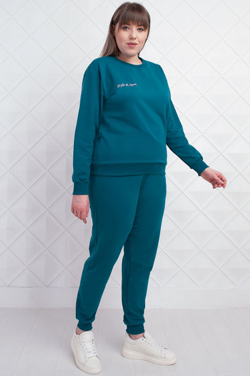 Арт. 2360 Костюм с брюками женский 50-58 (5 шт) Цвет:верх- изумруд, низ- изумруд - Калинка фото 20