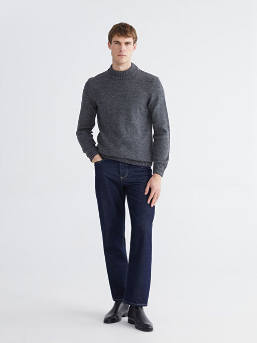 Yar?m Bal?k?? Yaka Erkek Triko Kazak