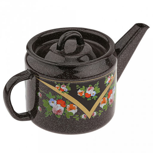 Красава Чайник эмалированный 1л, д12см, h10,2см, металлическая крышка, металлическая фиксированная ручка (Россия) - Домашняя мода фото 4