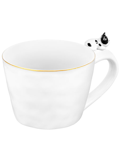 Кружка 300 мл 14*10*7,5 см "Бульдог" белый с золотом, фарфор