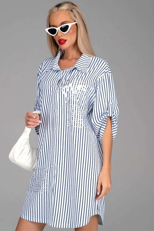 Платье  рубашка Молли (мелкая полоска) - Эльза фото 16
