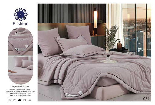 Одеяло Boris E-Shine Бархат Сатин с простыней на резинке по кругу и наволочками ODBORSH03 Евро