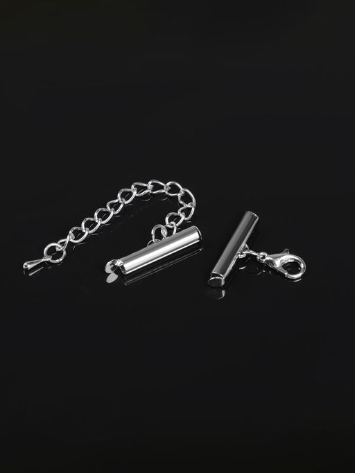 Цена за 2 шт. Концевик для браслета из бисера (пара) 20 мм, с цепочкой удлинителем, цвет серебро