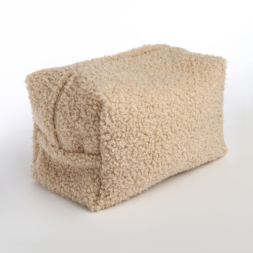 Косметичка женская на молнии TEXTURA, объёмная, плюшевая, бежевая  фото 8