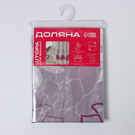 Штора для ванной Доляна «Пионы», 180×180 см, PEVA