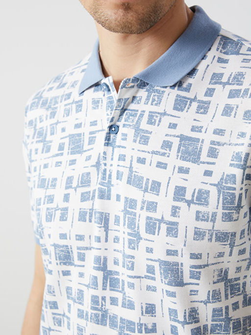 Polo Yaka K?sa Kollu Desenli Pike Erkek Ti??rt