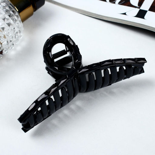 Цена за 6 шт. Крабик для волос «Кэрол», петелька, 11×4 см, чёрный