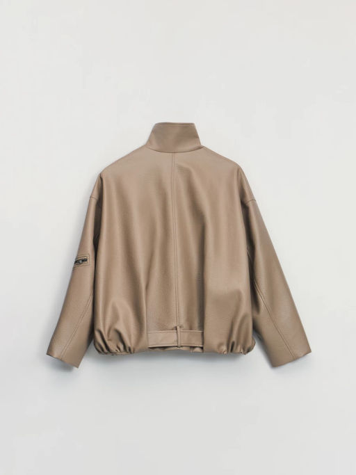 Куртка-бомбер из искусственной кожи с ремнем / Zarina  фото 12