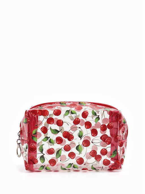 Косметичка женская Cherry, для бассейна, на молнии, прозрачная, красная