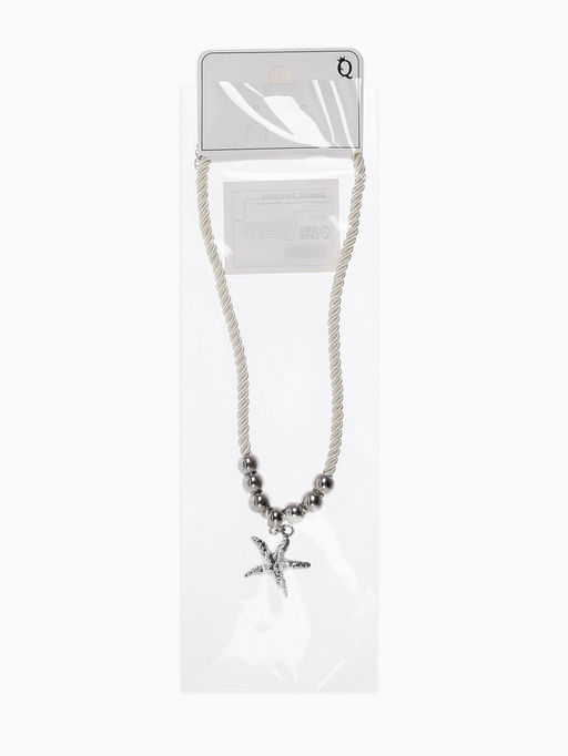 Кулон на жгуте текстильном "Морская звезда", цвет бело-серебристый