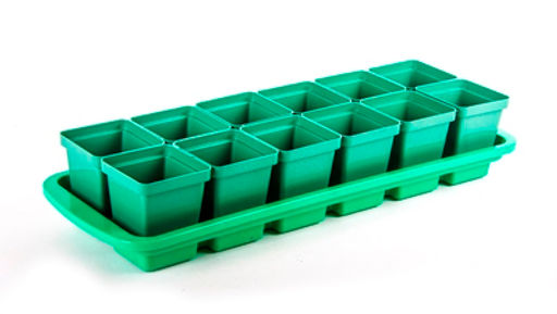 Комплект для рассады "Урожай-12" 47х16х9см (12 горшков со съем.дном 200мл, поддон) (пластик) цветной