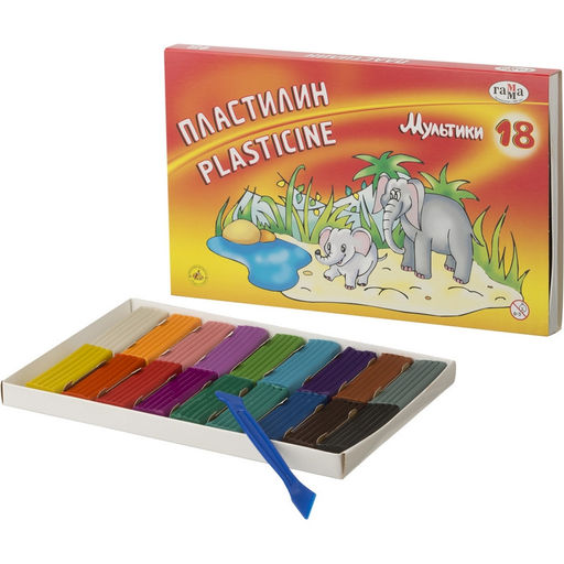 Пластилин Гамма Мультики 18цв 360гр со стеком к/к