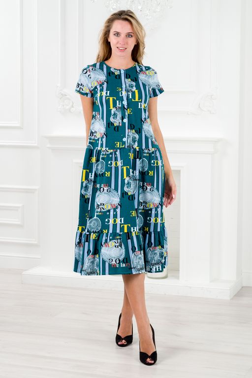 Платье женское из кулирки Кармелита петроль - Амадэль фото 2