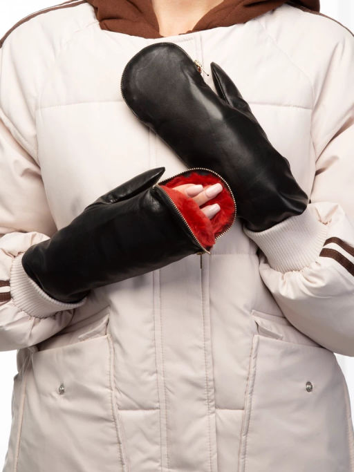 Рукавицы женские н/м крол IS129 black - Eleganzza фото 5