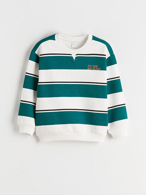 Bisiklet Yaka ?izgili Erkek ?ocuk Sweatshirt