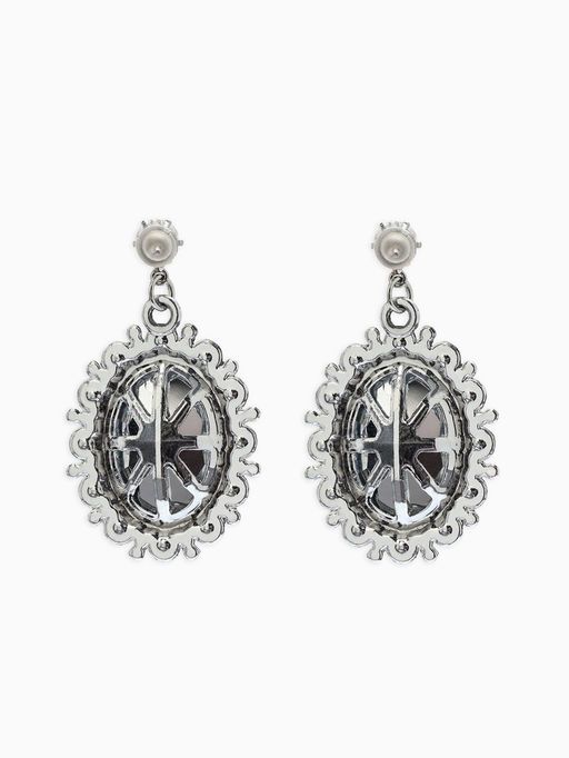 Серьги со стразами "Овал грань", цвет голубой в серебре