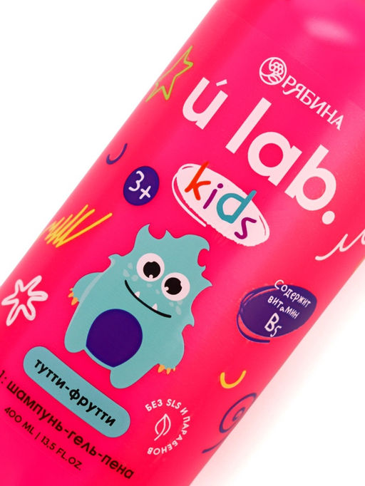Детский шампунь-гель-пена 3в1 «Монстрики», 400 мл, аромат тутти-фрутти, ULAB