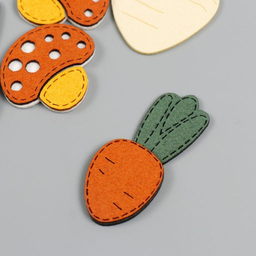 Цена за 6 шт. Декор для творчества иск. замша «Огород» 4×4 см, МИКС