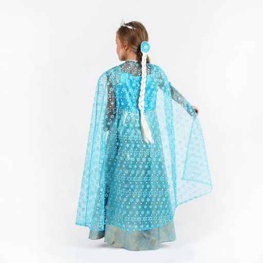 Карнавальный костюм Элла, платье, плащ, диадема, жезл, коса, р. 32, рост 122-128 см - Страна карнавалия фото 4