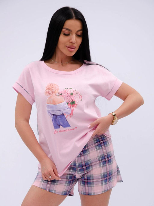 Пижама "Пионы" шорты, трикотаж