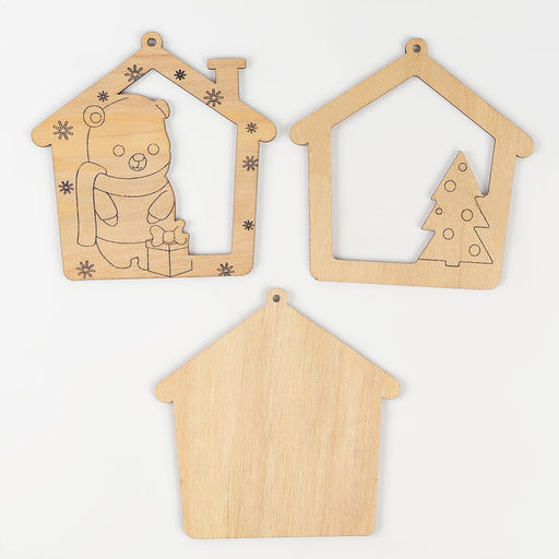 Ёлочная подвеска из дерева своими руками на новый год «Мишка», набор для творчества