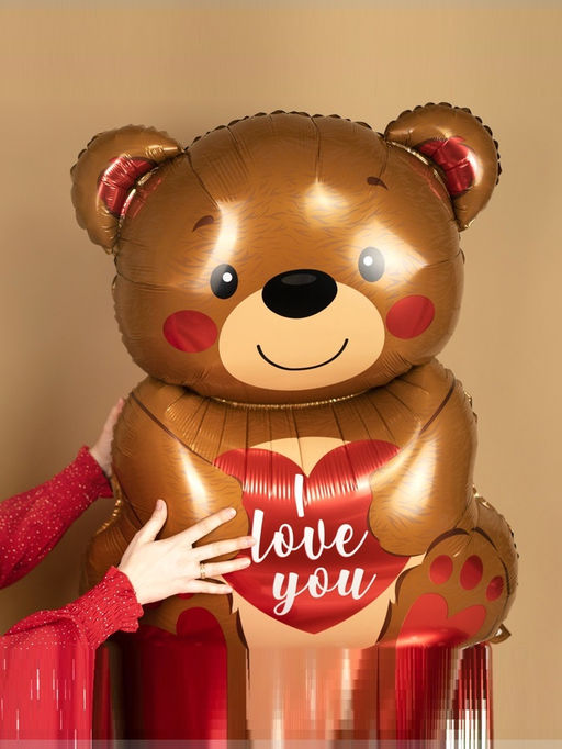 Воздушный шар фольгированный 58" Медведь с сердцем, под воздух